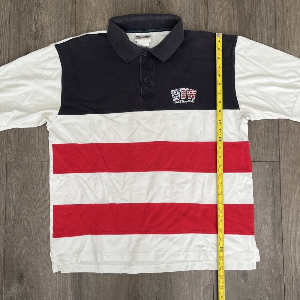 Walt Disney World WDW Red White Blue Stars Stripes Polo Shirt Short Sleeve Men L - Picture 6 of 7